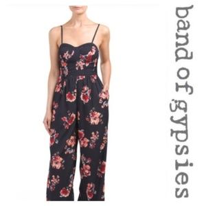 EUC Band of Gypsies Floral Wide-leg Jumpsuit